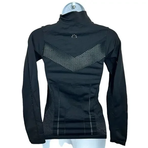 Varley Poinsettia Full Zip Jacket Sz XXS/XS Fitted Black Perforated Mesh - Picture 9 of 15